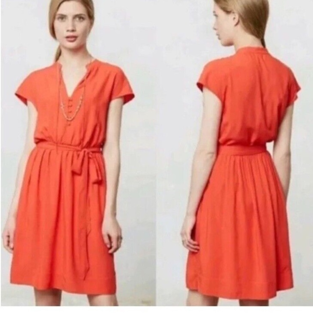 Maeve Anthropologie Odilia Shirt Dress Red Orange - Large